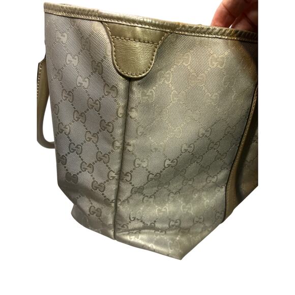 Gucci Joy Imprime Tote Silver PVC Leather Trim Shoulder Bag 197953 214397 - Picture 12 of 16